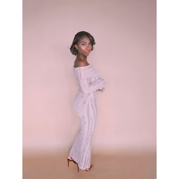 Adrianna Off the Shoulder Dress - Khaki