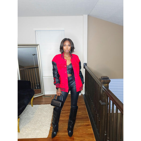 I'm So Chi Bomber Jacket - Red/Black