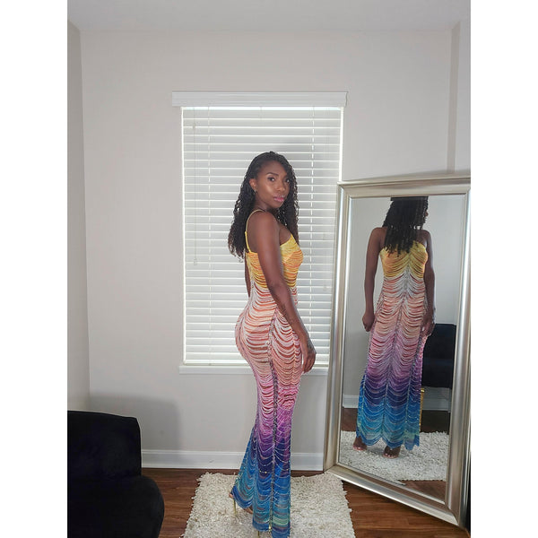Savanah Rhinestone Ombre Dress - Multi