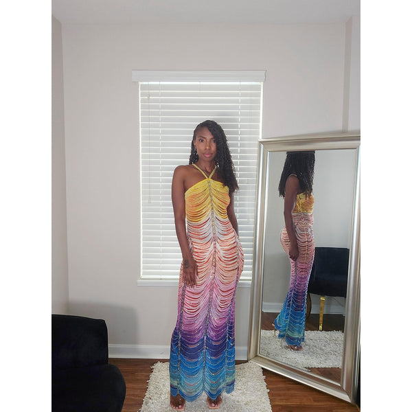 Savanah Rhinestone Ombre Dress - Multi