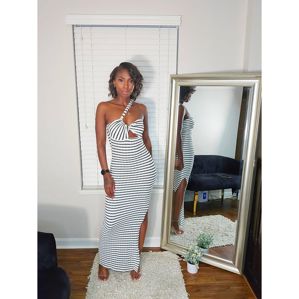 Paris One Shoulder Maxi Dress - Black Multi