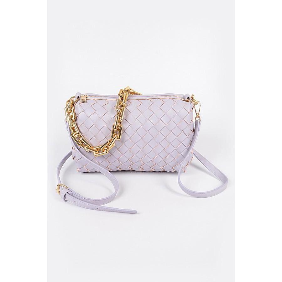 The Chain Link Leather Crossbody Lavendar