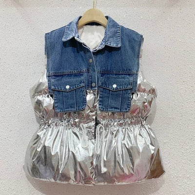 Jaelee Denim Metallic Vest