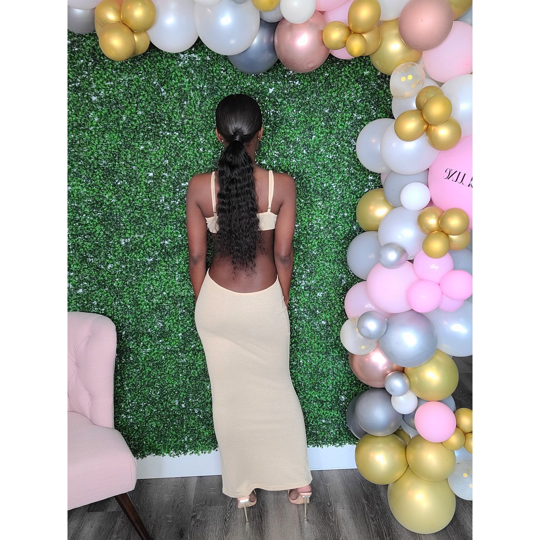 Stella Sleeveless Cutout Maxi Dress - Nude JaeLuxe Shoetique Stella Sleeveless Cutout Maxi Dress - Nude JaeLuxe Shoetique