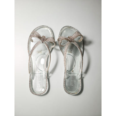 Zoey Bow Slide - Clear/Silver